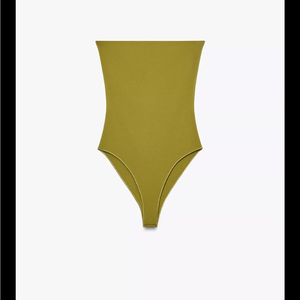 NWT Olive green high-waisted bandeau bodysuit Zara